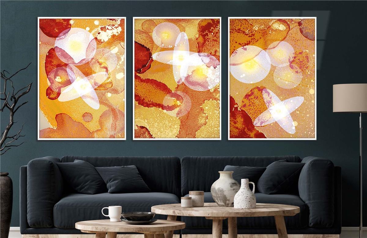 Alüminyum Çerçeveli Sanat Temalı 3lü Set CAM Tablo 0007