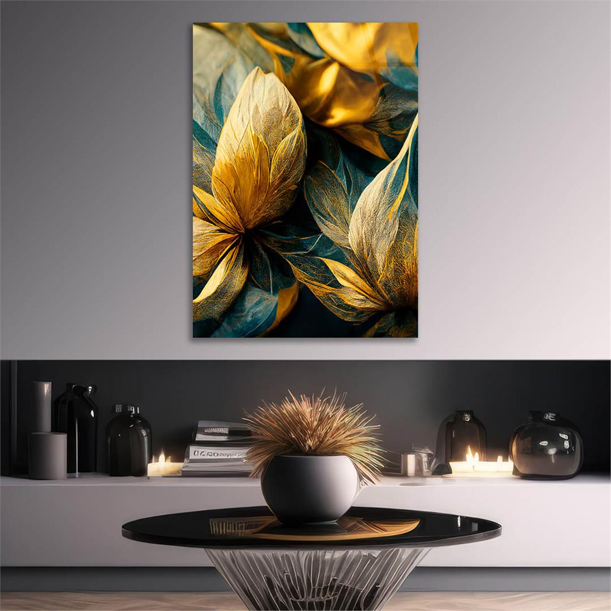 Dikey Sanat Temalı Cam Tablo 463