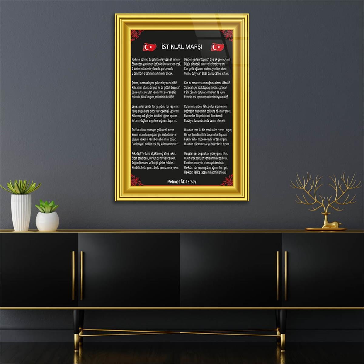 Turkish National Anthem Tempered Glass Wall Art  