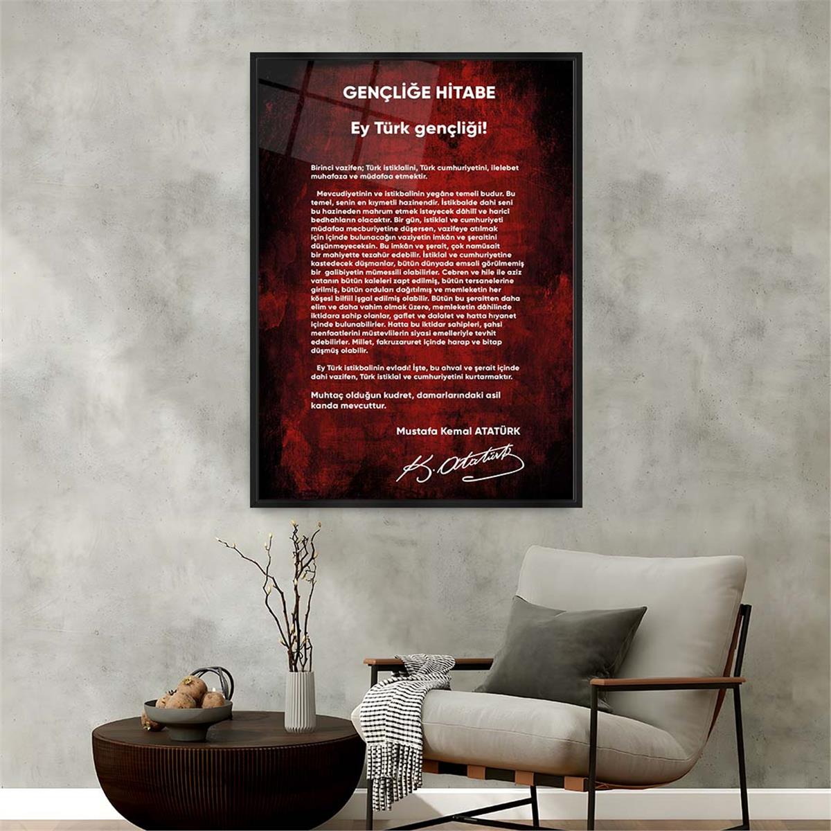 Aluminum-Framed National-Themed Tempered Glass Wall Art 049