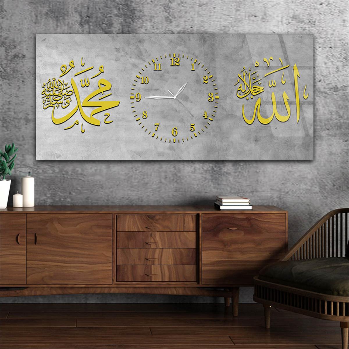 Horizontaal, in Het Midden Voorzien Van Een Klok, Religieus Thema Gehard Glasschilderij 068