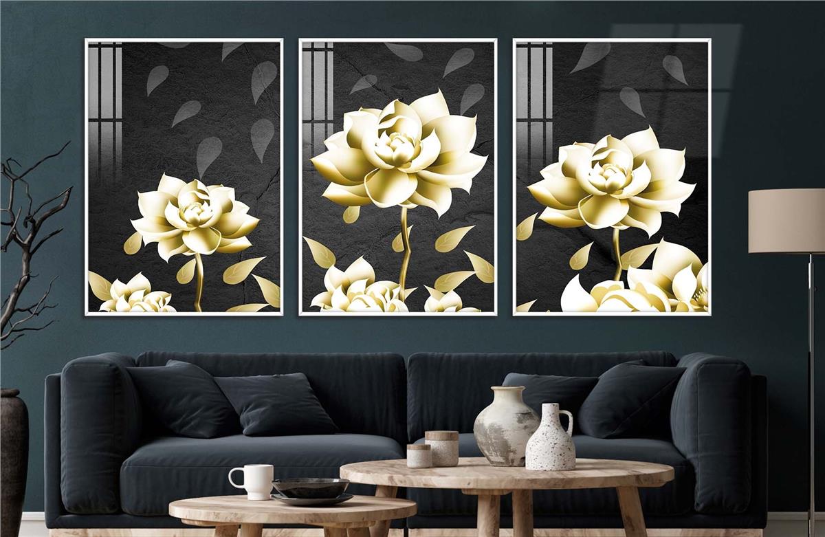 Alüminyum Çerçeveli Sanat Temalı 3lü Set CAM Tablo 0040
