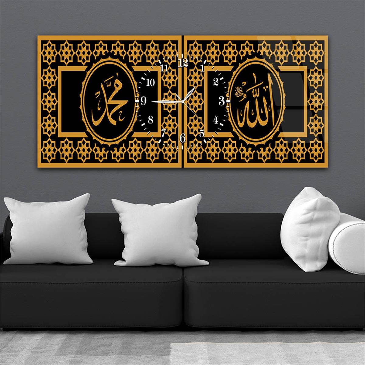 Horizontaal, in Het Midden Voorzien Van Een Klok, Religieus Thema Gehard Glasschilderij 046