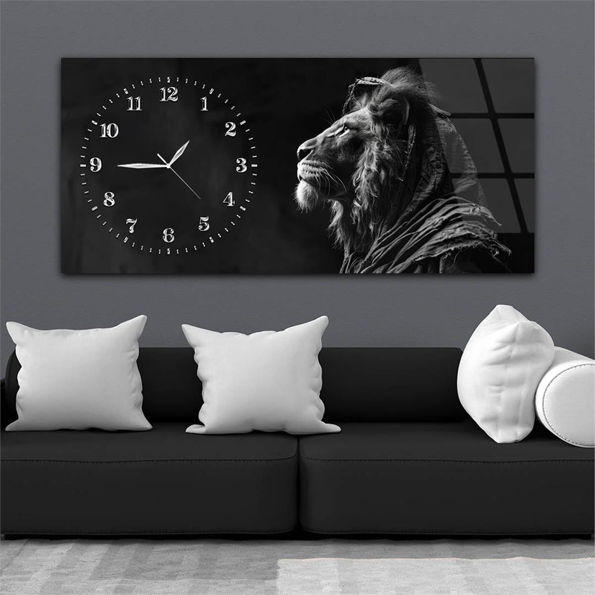 Yatay Saatli Yandan Sanat Temalı Cam Tablo 312