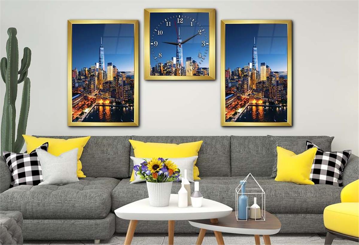 Gehard Glasschilderij Set aan de Kunst Thema Met Klok