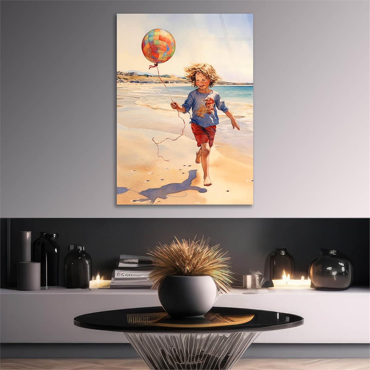 Dikey Sanat Temalı Cam Tablo 535