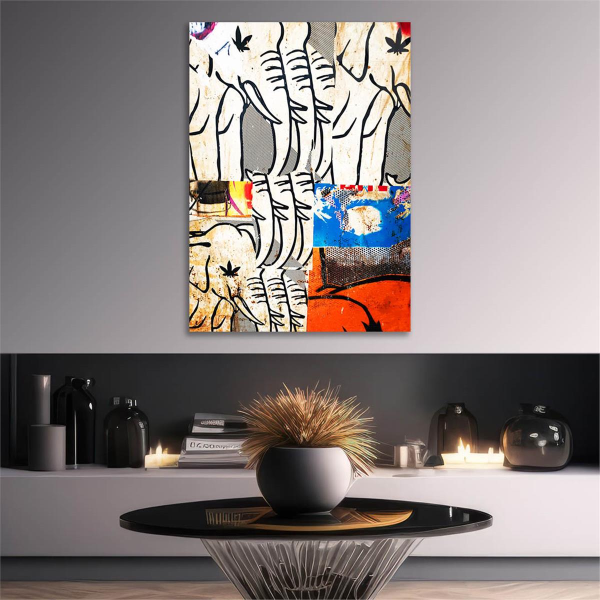 Dikey Sanat Temalı Cam Tablo 511