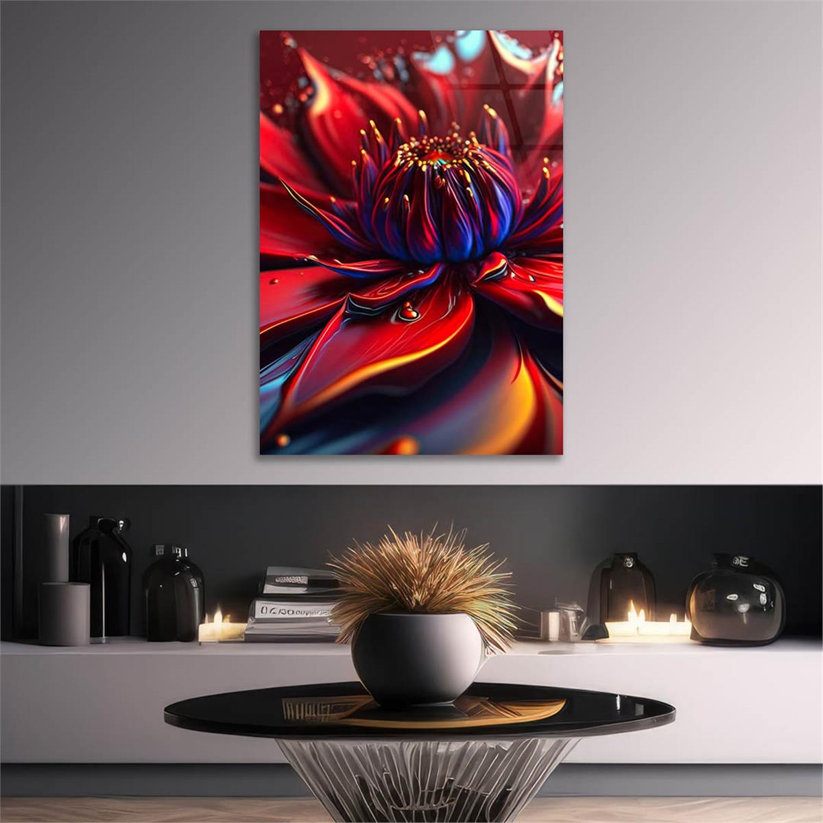 Dikey Sanat Temalı Cam Tablo 441