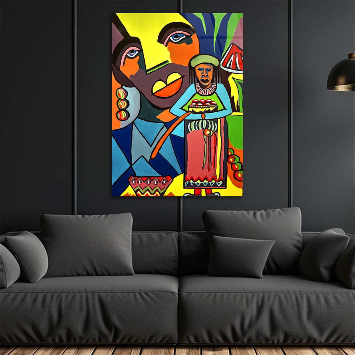 Dikey Sanat Temalı Cam Tablo 392