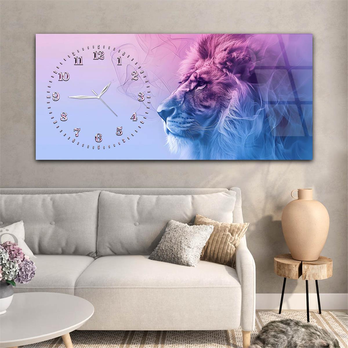 Yatay Saatli Yandan Sanat Temalı Cam Tablo 338