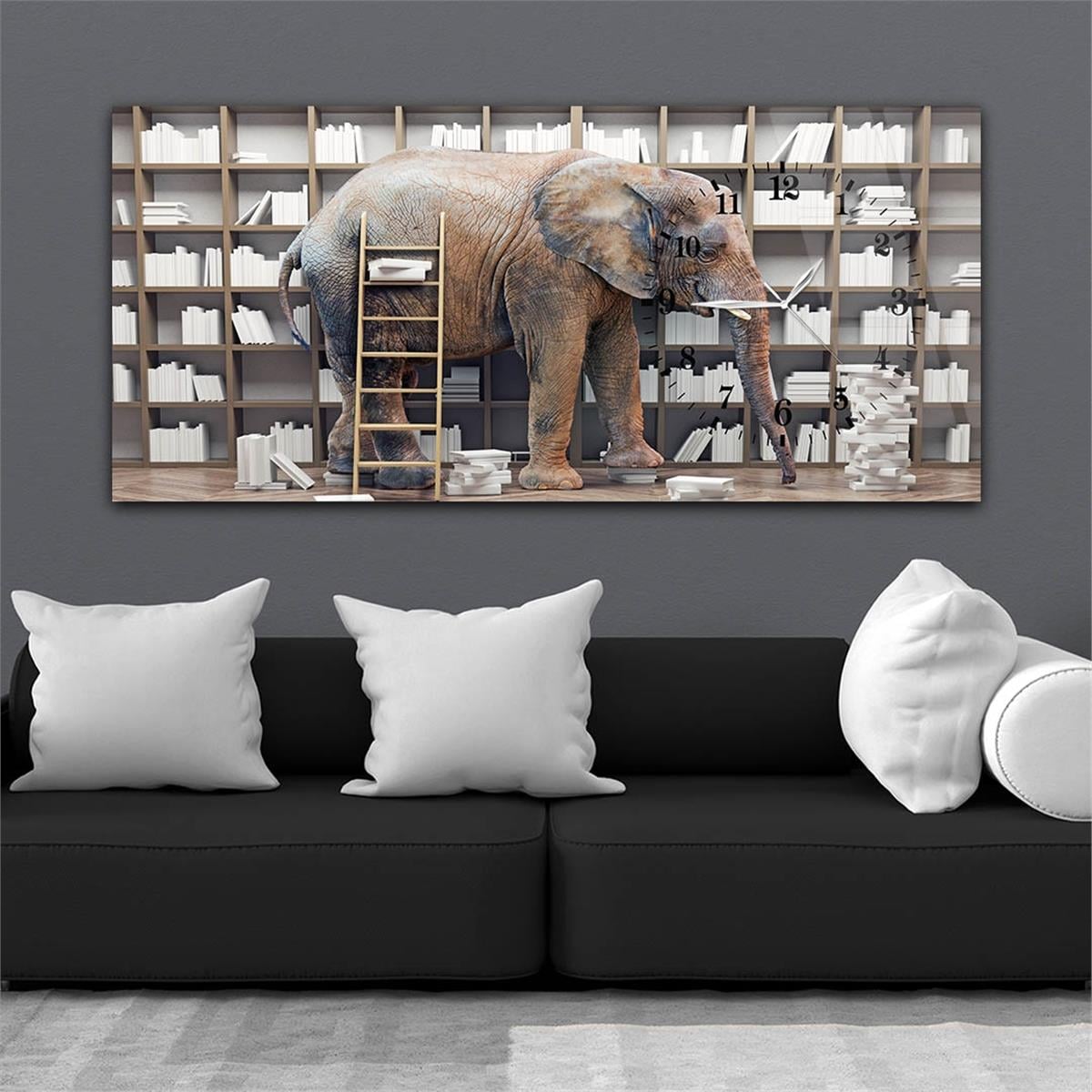 Yatay Saatli Yandan Sanat ve Doğa Temalı Cam Tablo 065