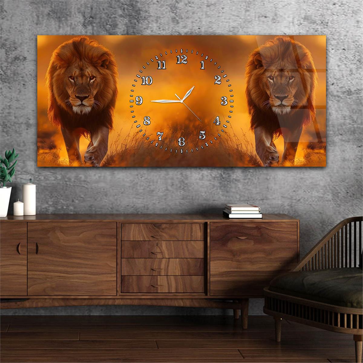 Yatay Saatli Ortadan Sanat Temalı Cam Tablo143