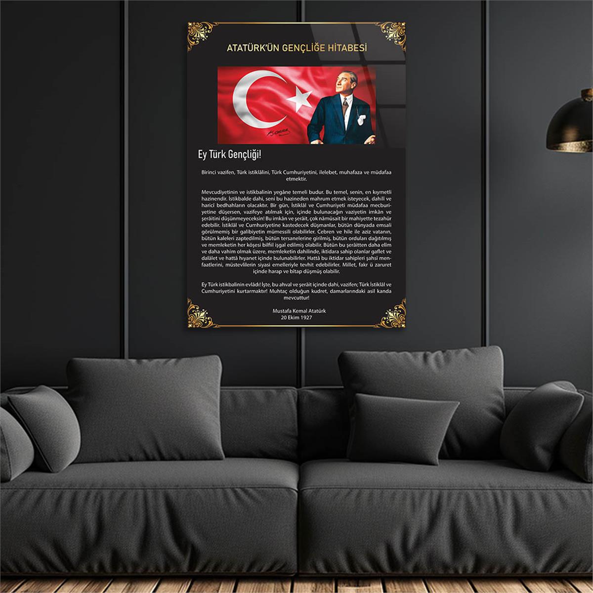 Atatürks adres tot de Turkse jeugd Glasschilderij