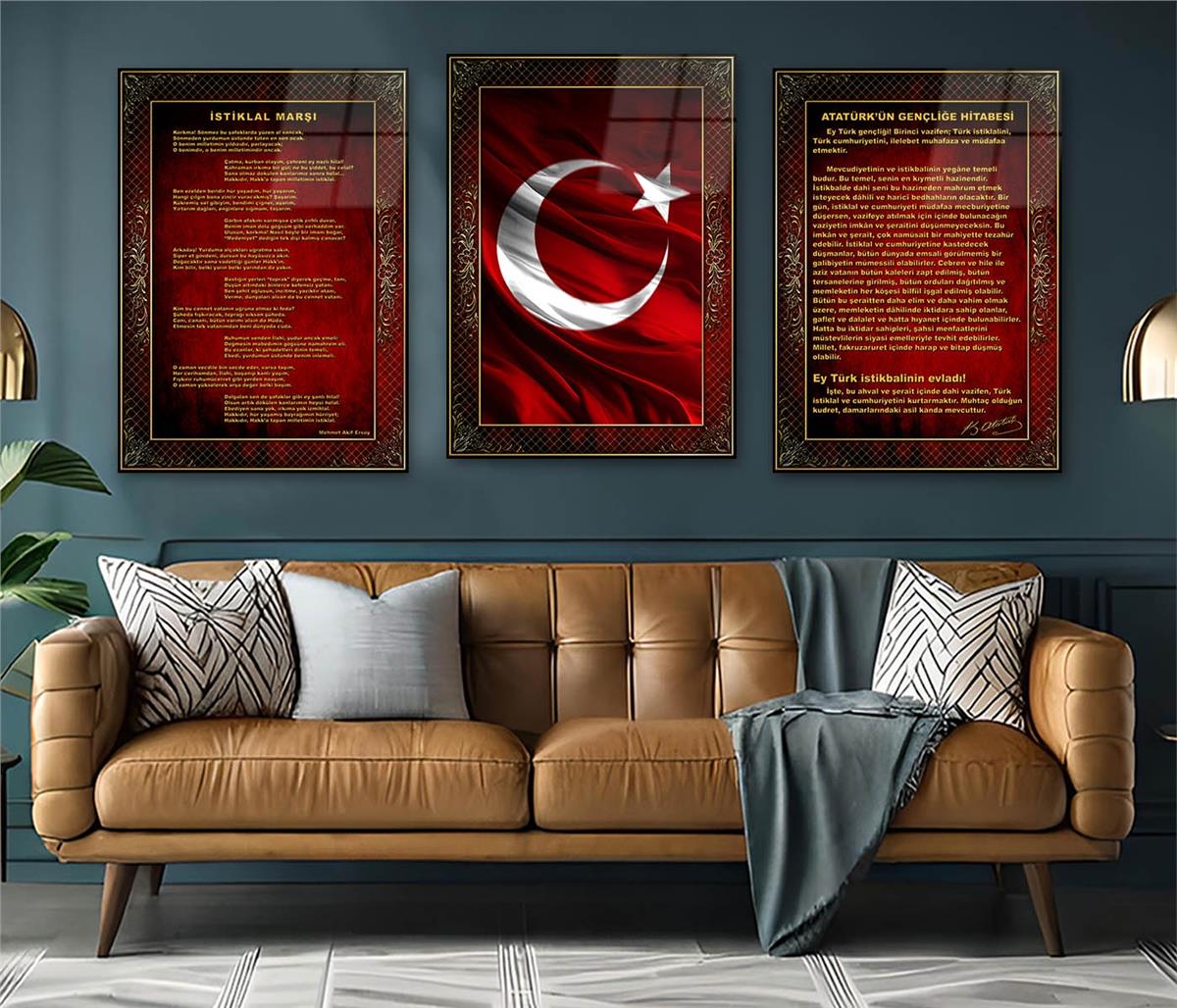  3lü Set VatanTemalı Cam Tablo 16