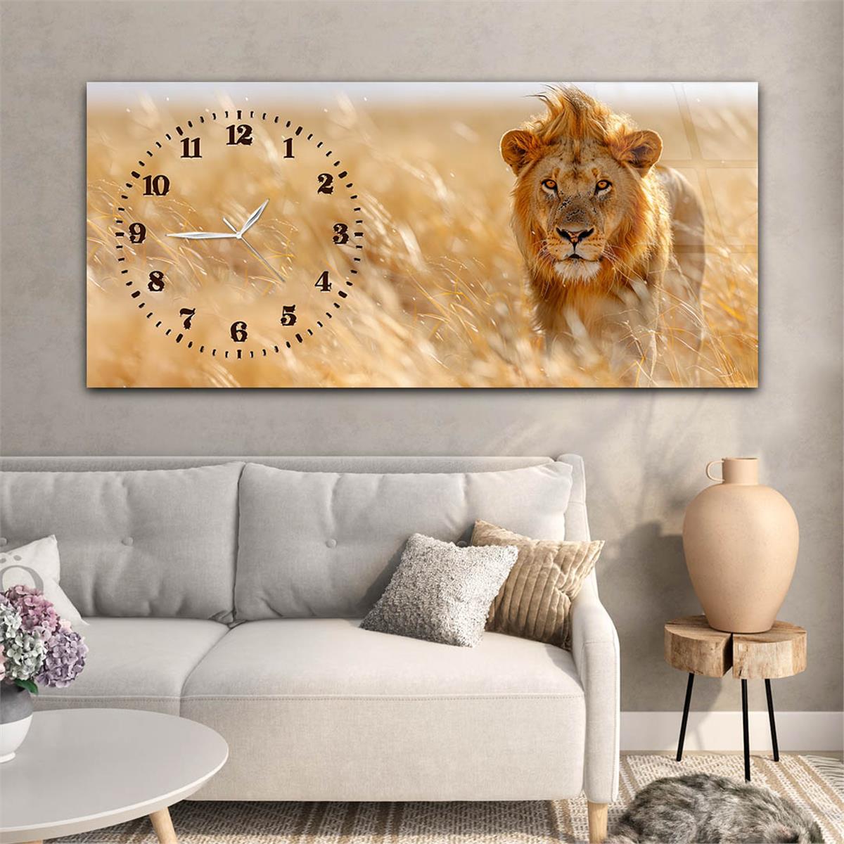 Yatay Saatli Yandan Sanat Temalı Cam Tablo 316