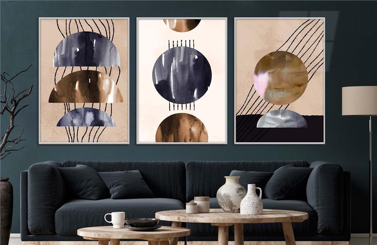 Alüminyum Çerçeveli Sanat Temalı 3lü Set CAM Tablo 0012