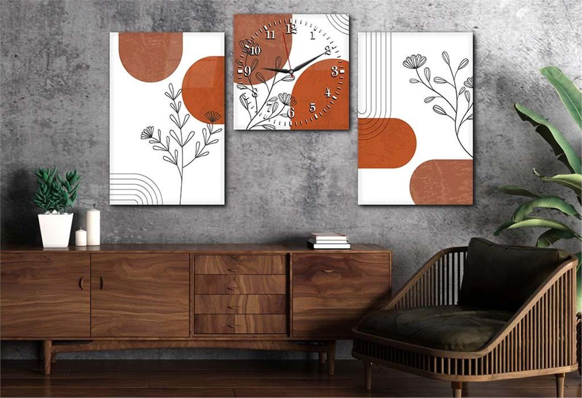 Tempered Glasss Wall Arts Art-Themed Set with Clock