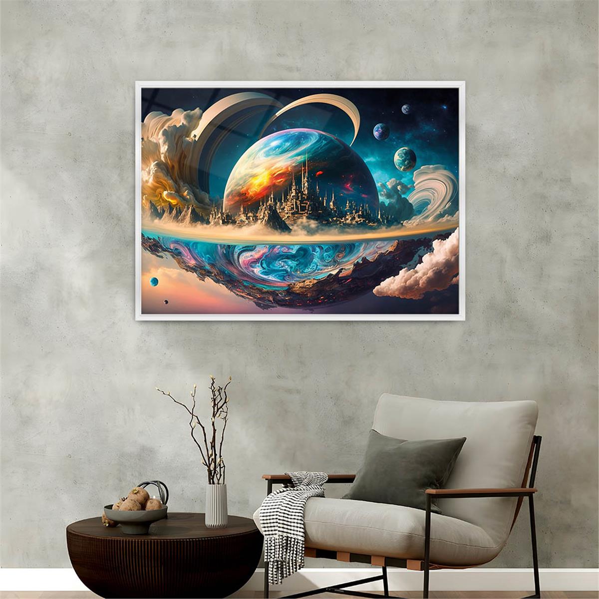 Aluminum-Framed Art-Themed Tempered Glass Wall Art 055