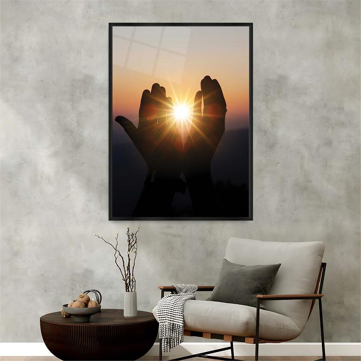 Tableau en verre à thème religieux avec cadre en aluminium  050