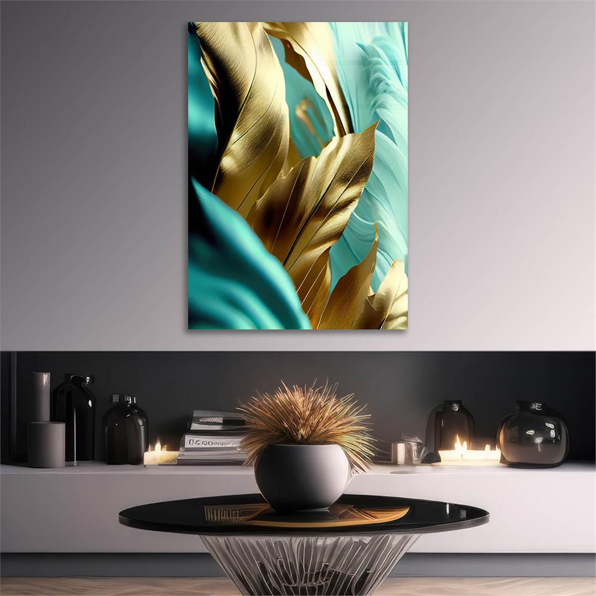 Dikey Sanat Temalı Cam Tablo 382