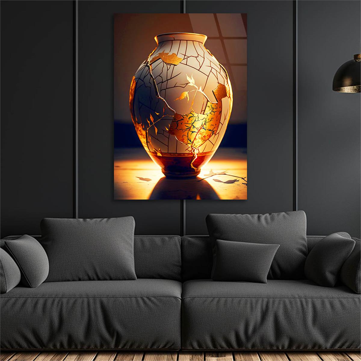 Dikey Sanat Temalı Cam Tablo 481