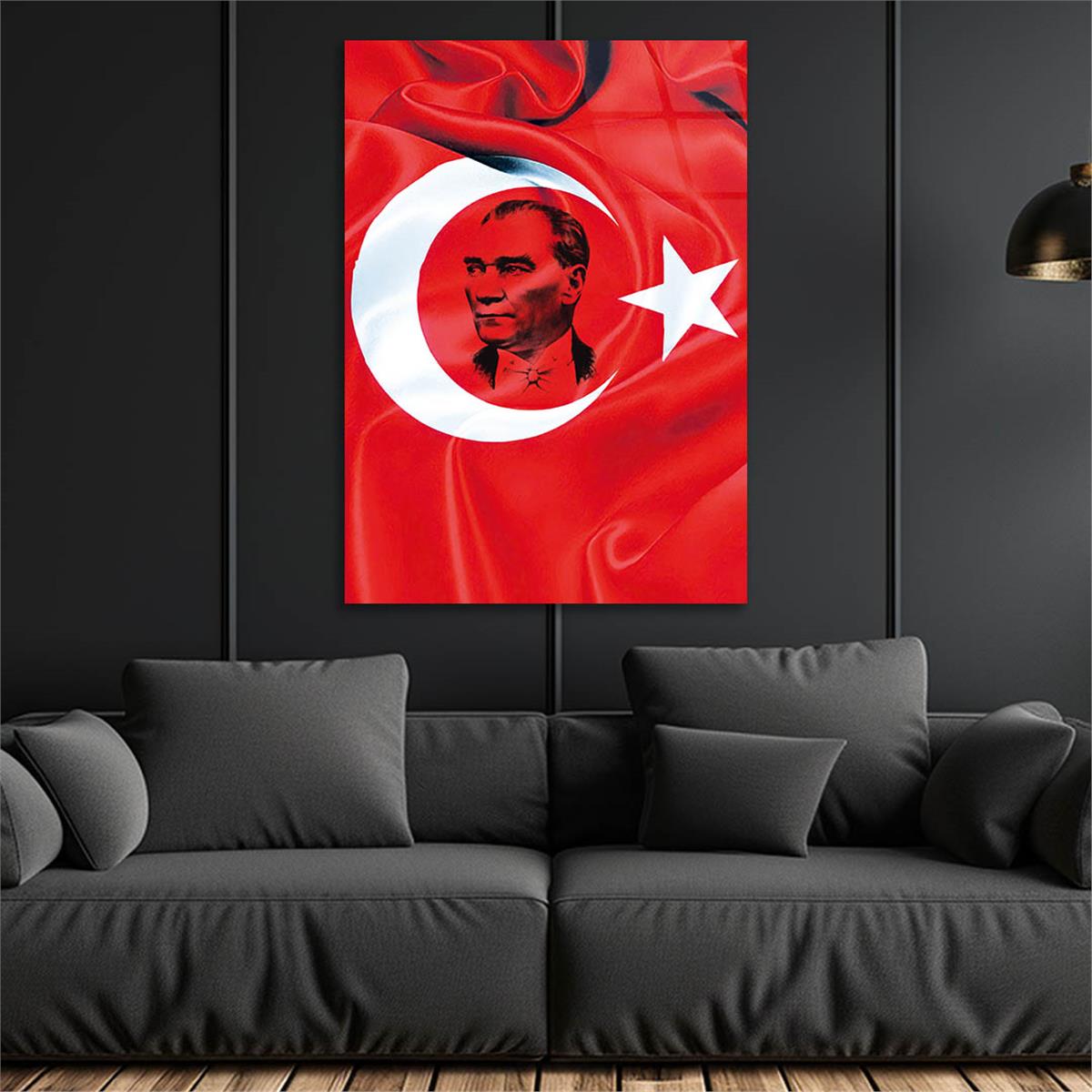 Turkish Flag and MUSATAFA KEMAL ATATÜRK Tempered Glass Wall Art