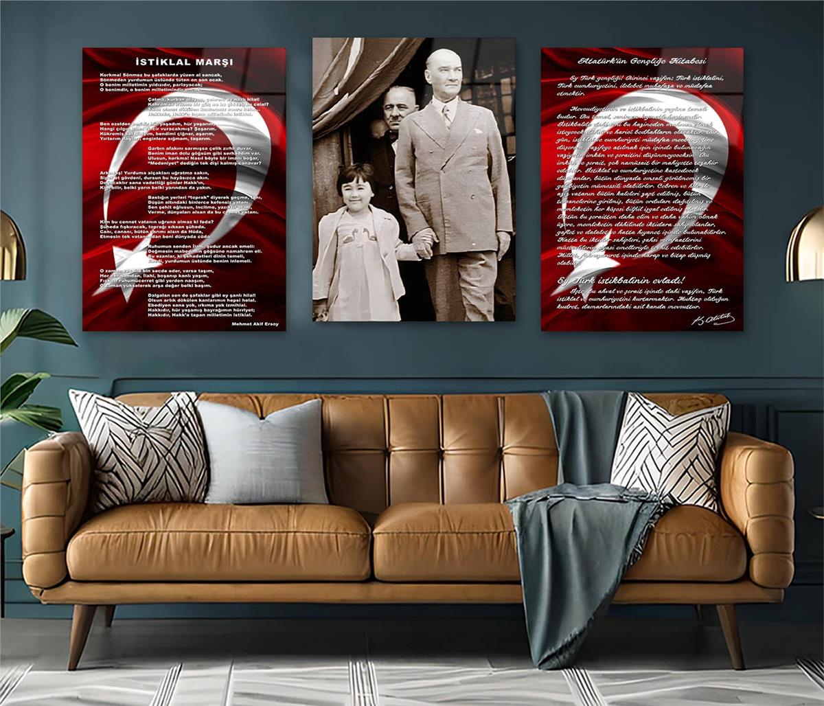  3lü Set VatanTemalı Cam Tablo 30