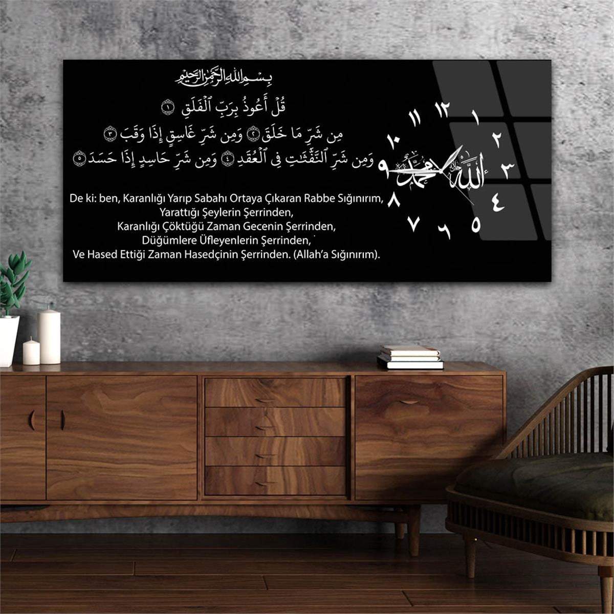 Side-Clock, Religious-Themed Horizontal Glass Wall Painting 016