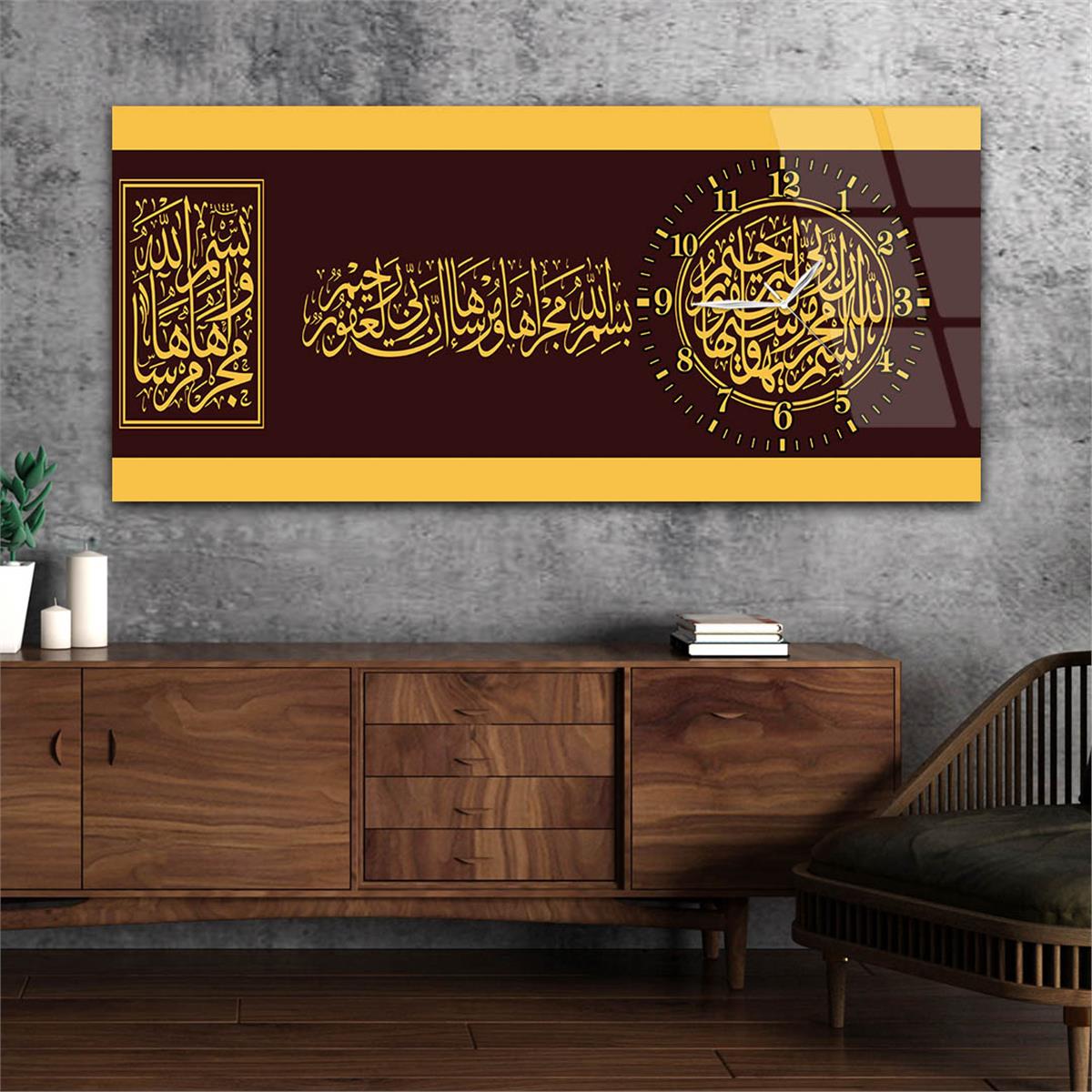 Horizontaal, Aan De Zijkant Voorzien Van Een Klok, Religieus Thema Gehard Glasschilderij 049