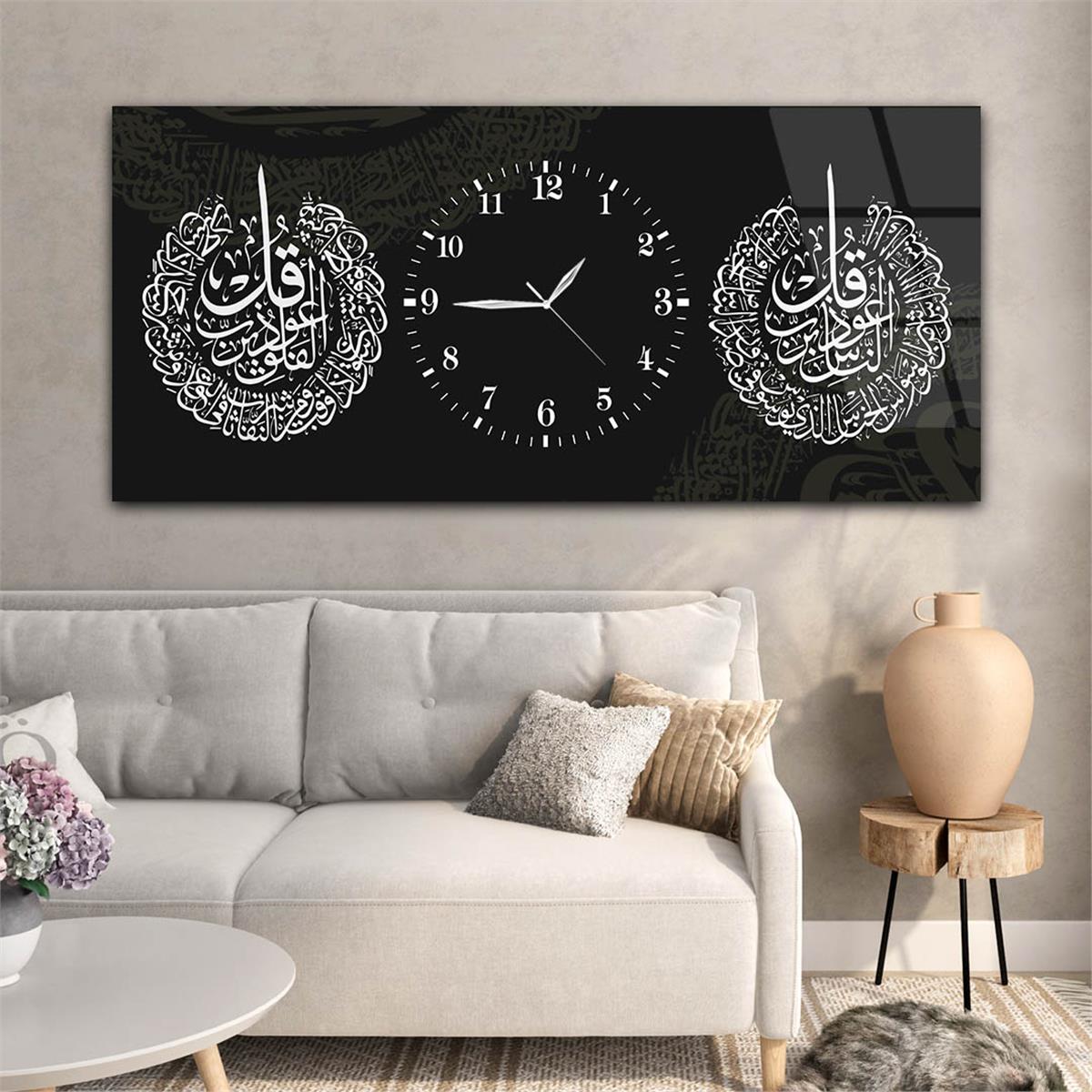 Horizontaal, in Het Midden Voorzien Van Een Klok, Religieus Thema Gehard Glasschilderij 070