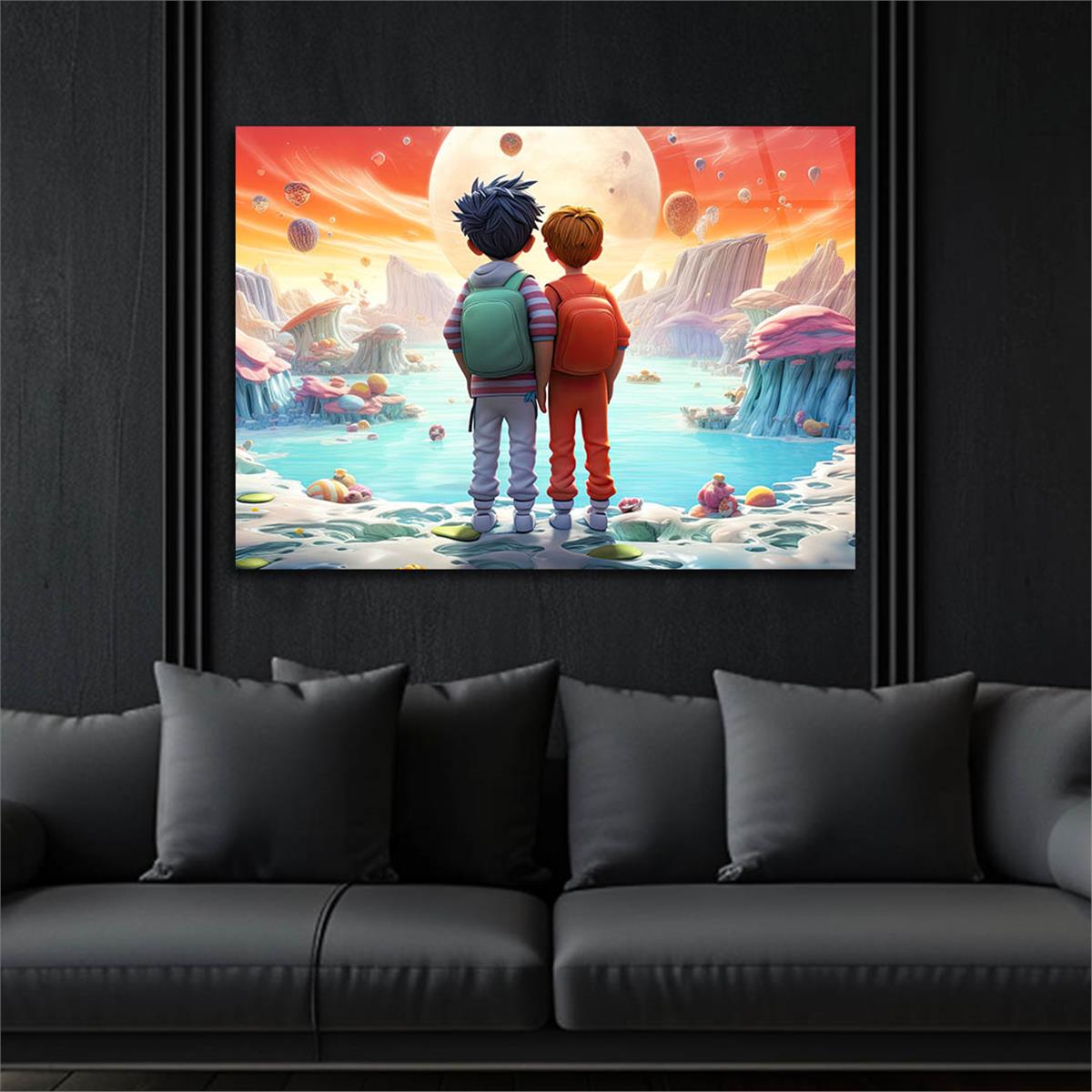 Horizontal Art-Themed Tempered Glass Wall Art 542