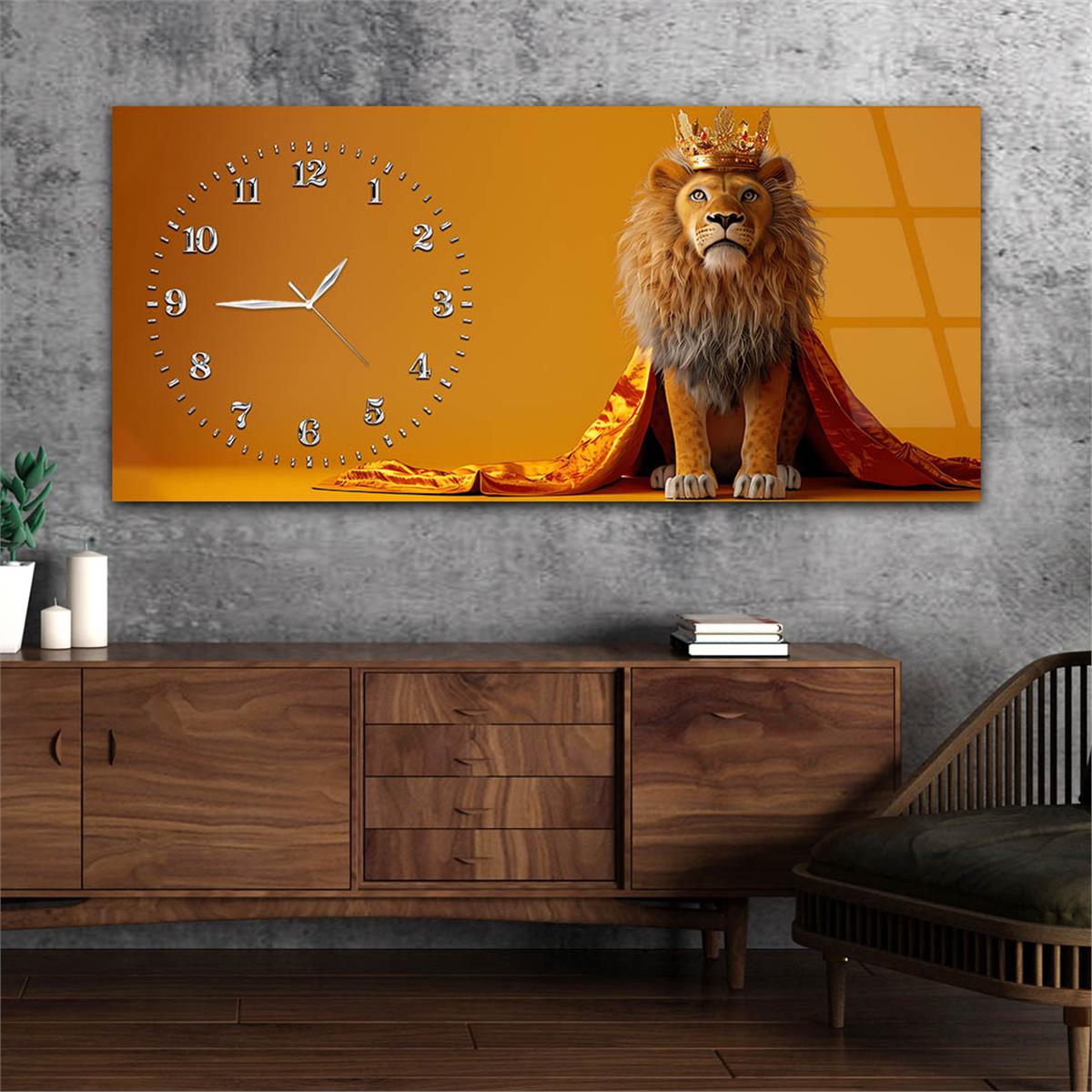 Yatay Saatli Yandan Sanat Temalı Cam Tablo 315