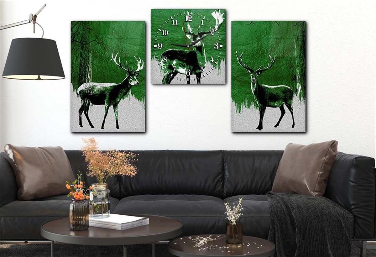 Tempered Glasss Wall Arts Art-Themed Set with Clock