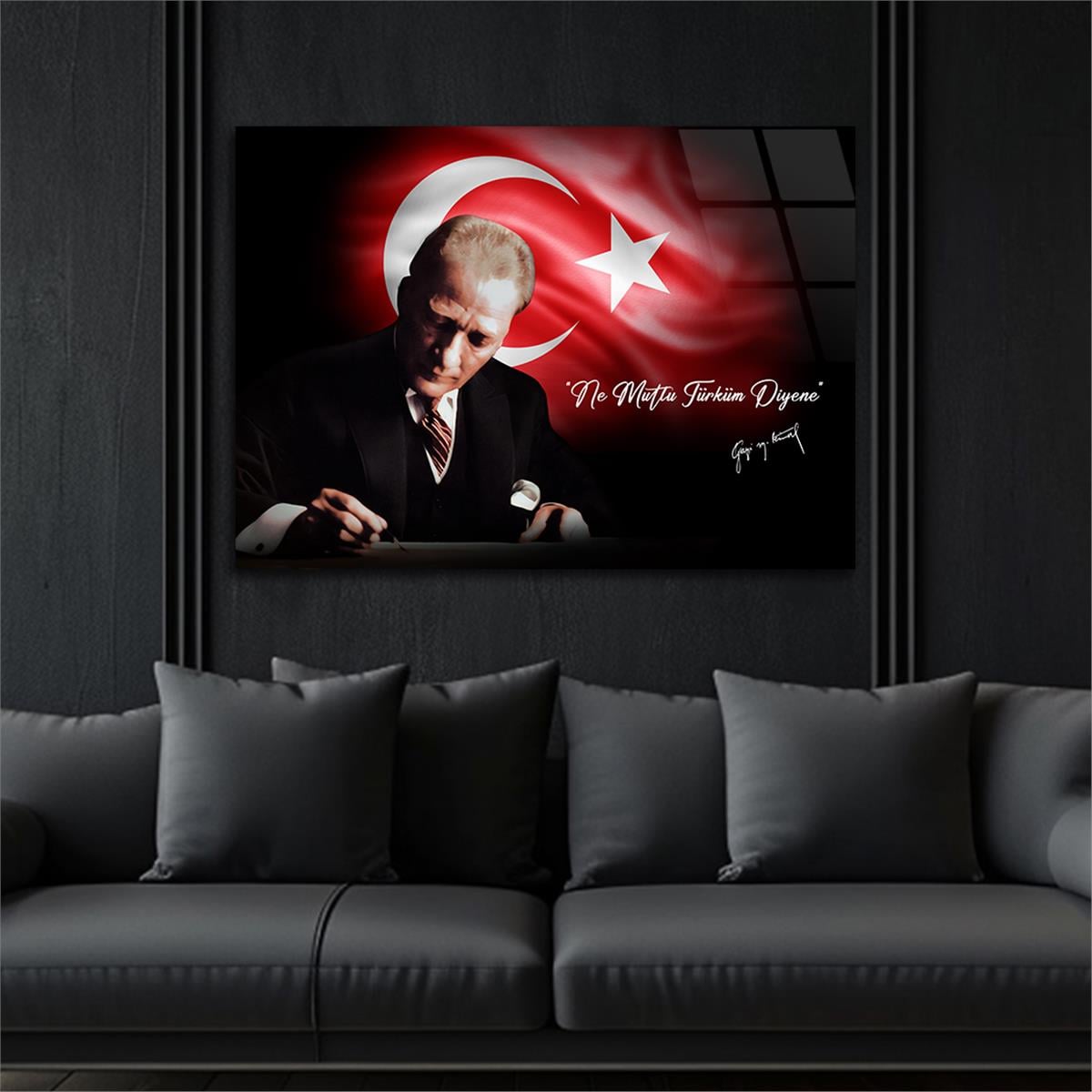 Yatay VatanTemalı Cam Tablo 134