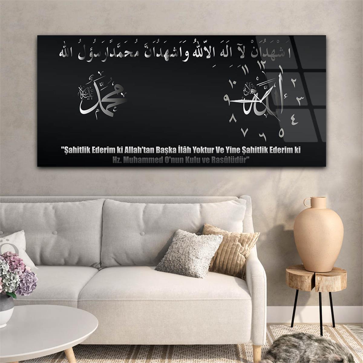 Side-Clock, Religious-Themed Horizontal Glass Wall Painting 006