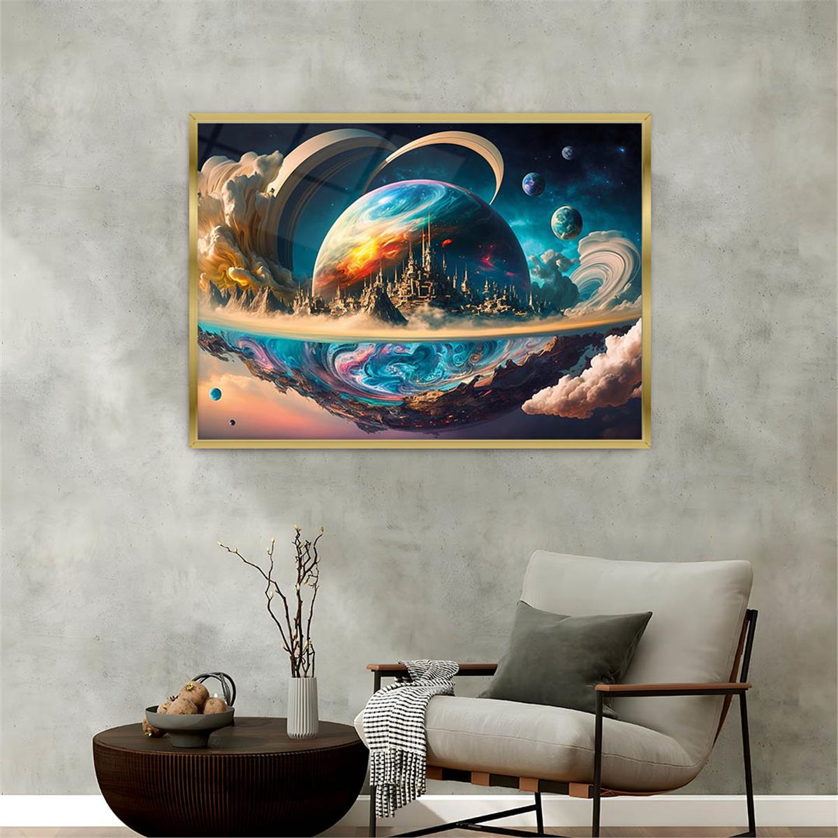 Aluminum-Framed Art-Themed Tempered Glass Wall Art 055