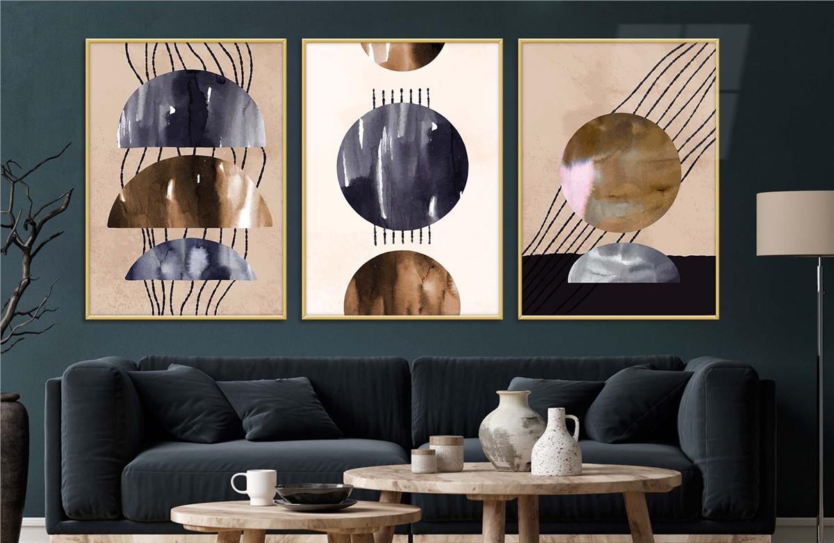 Alüminyum Çerçeveli Sanat Temalı 3lü Set CAM Tablo 0012