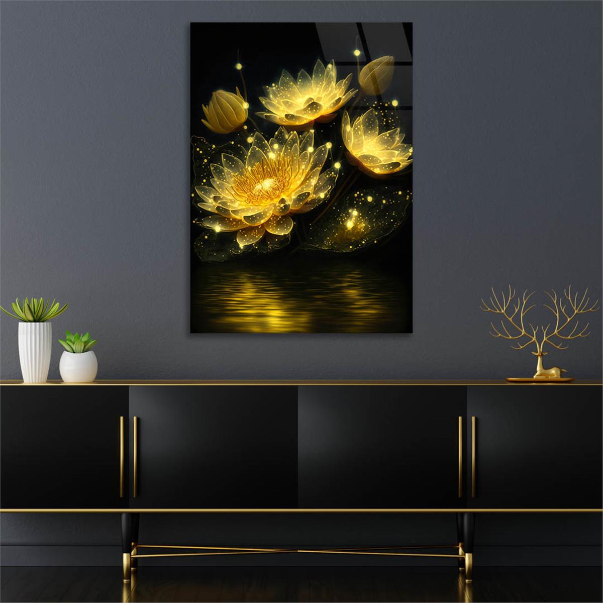 Dikey Sanat Temalı Cam Tablo 483