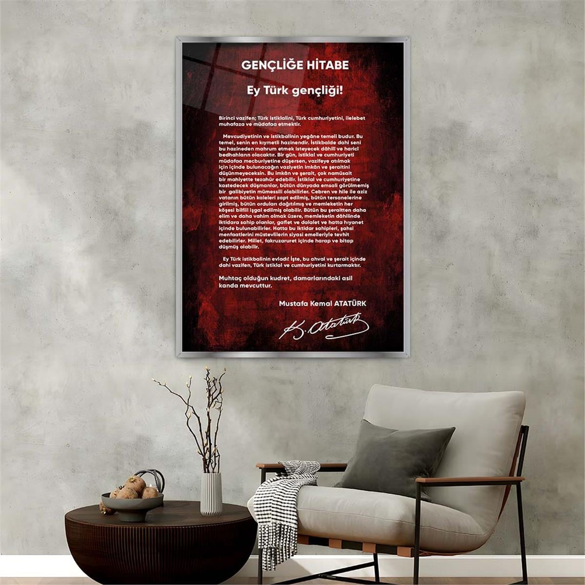 Aluminum-Framed National-Themed Tempered Glass Wall Art 049