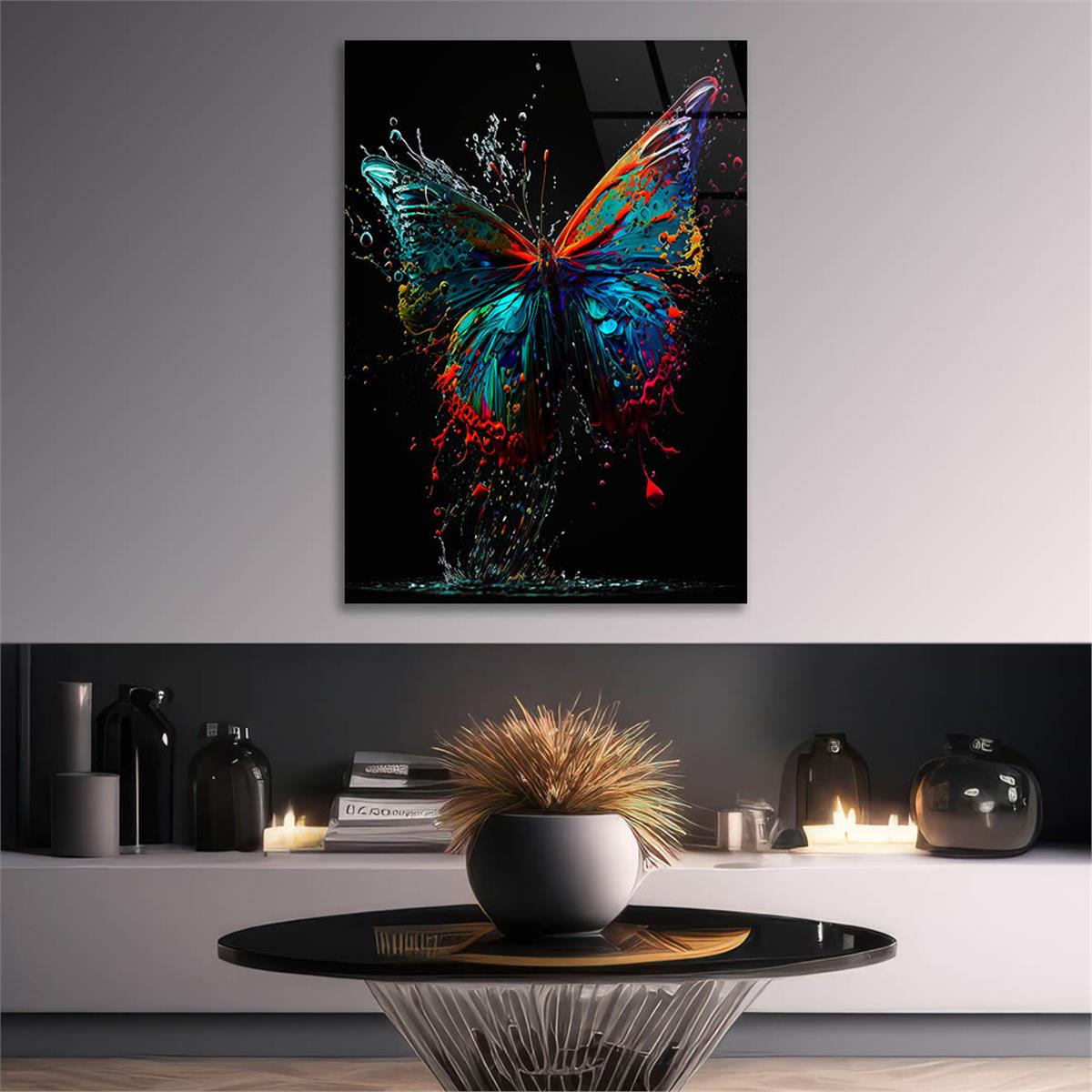 Dikey Sanat Temalı Cam Tablo 348