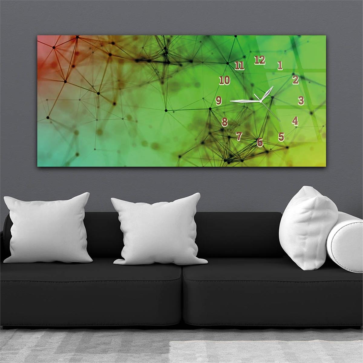 Yatay Saatli Yandan Sanat ve Doğa Temalı Cam Tablo 118