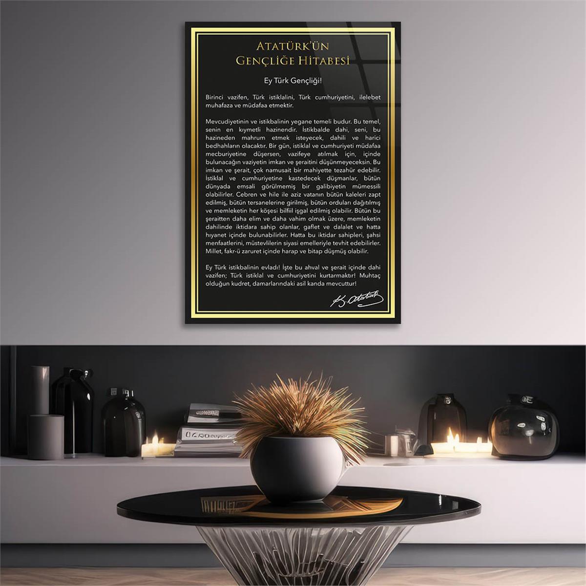 Dikey VatanTemalı Cam Tablo 201