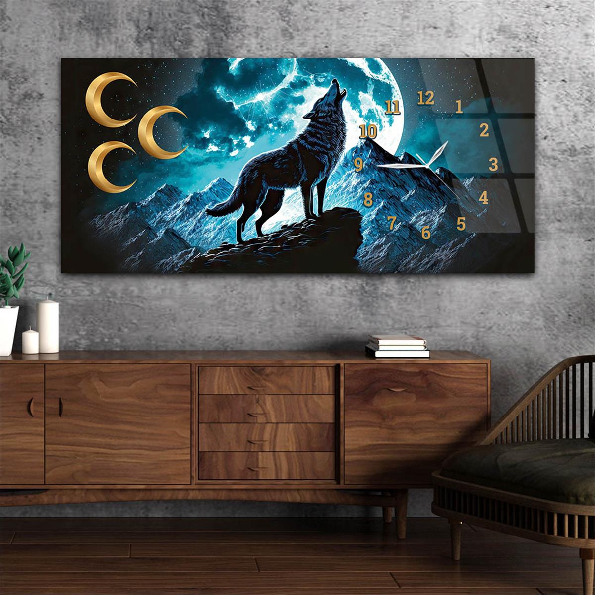 لوحة زجاجية  أفقية ذات طابع وطني مع ساعة جانبية  018