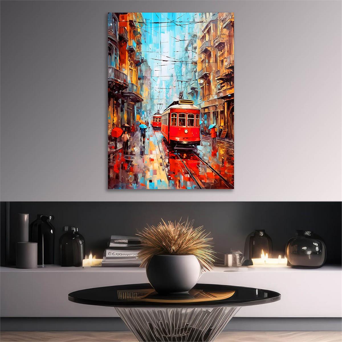 Dikey Sanat Temalı Cam Tablo 530