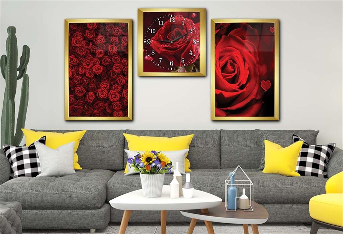 Gehard Glasschilderij Set aan de Kunst Thema Met Klok