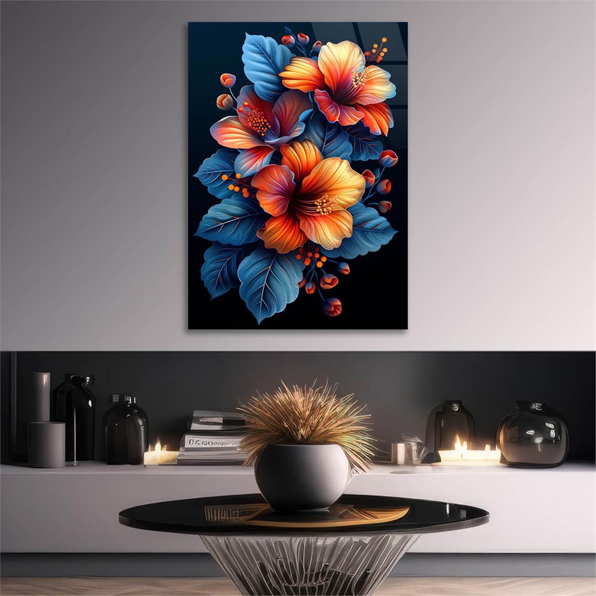 Dikey Sanat Temalı Cam Tablo 453