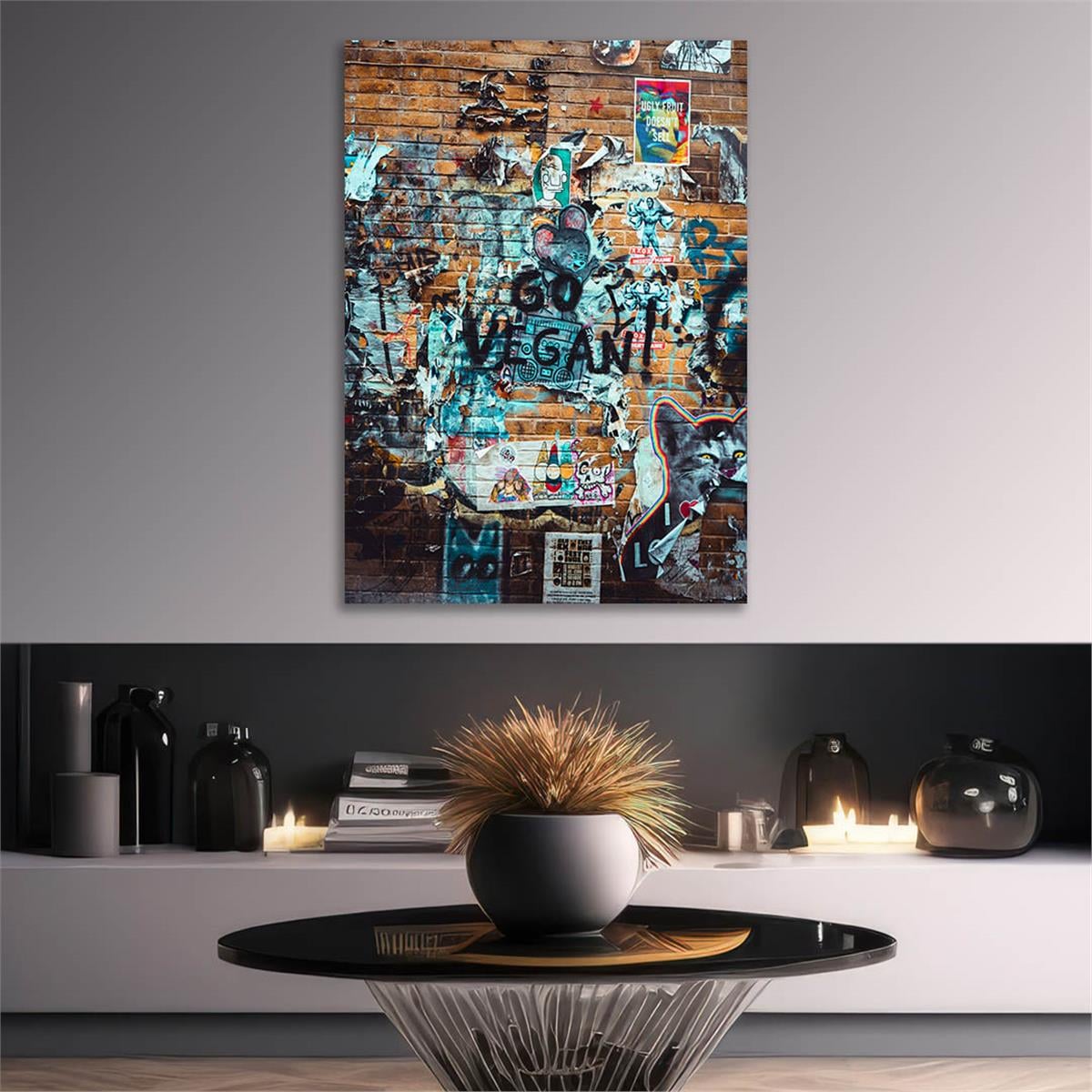 Dikey Sanat Temalı Cam Tablo 550