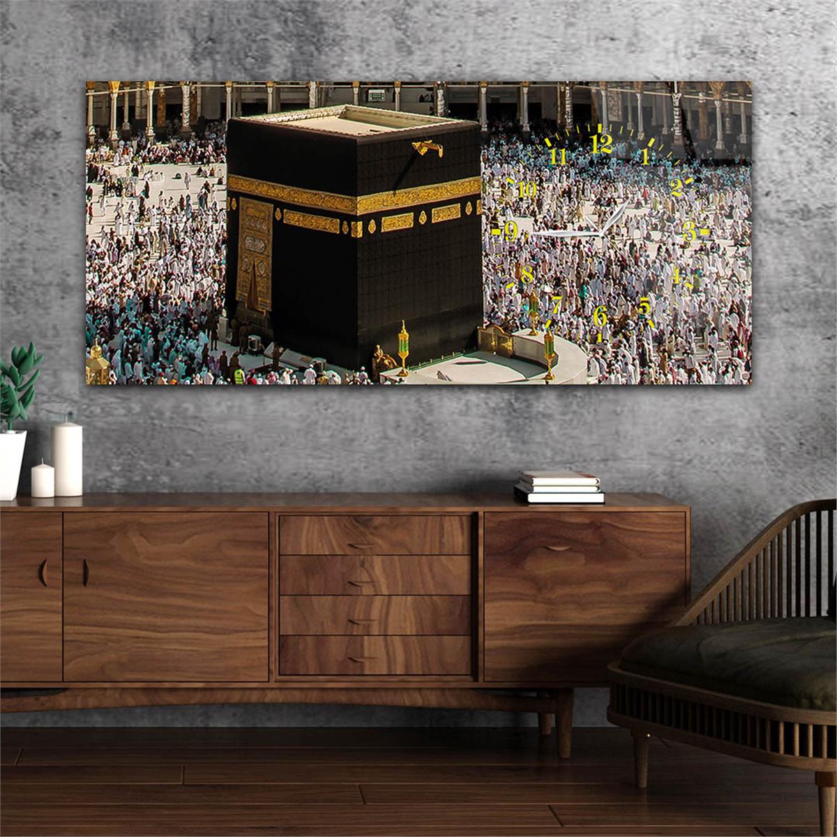 Side-Clock, Religious-Themed Horizontal Glass Wall Painting 030