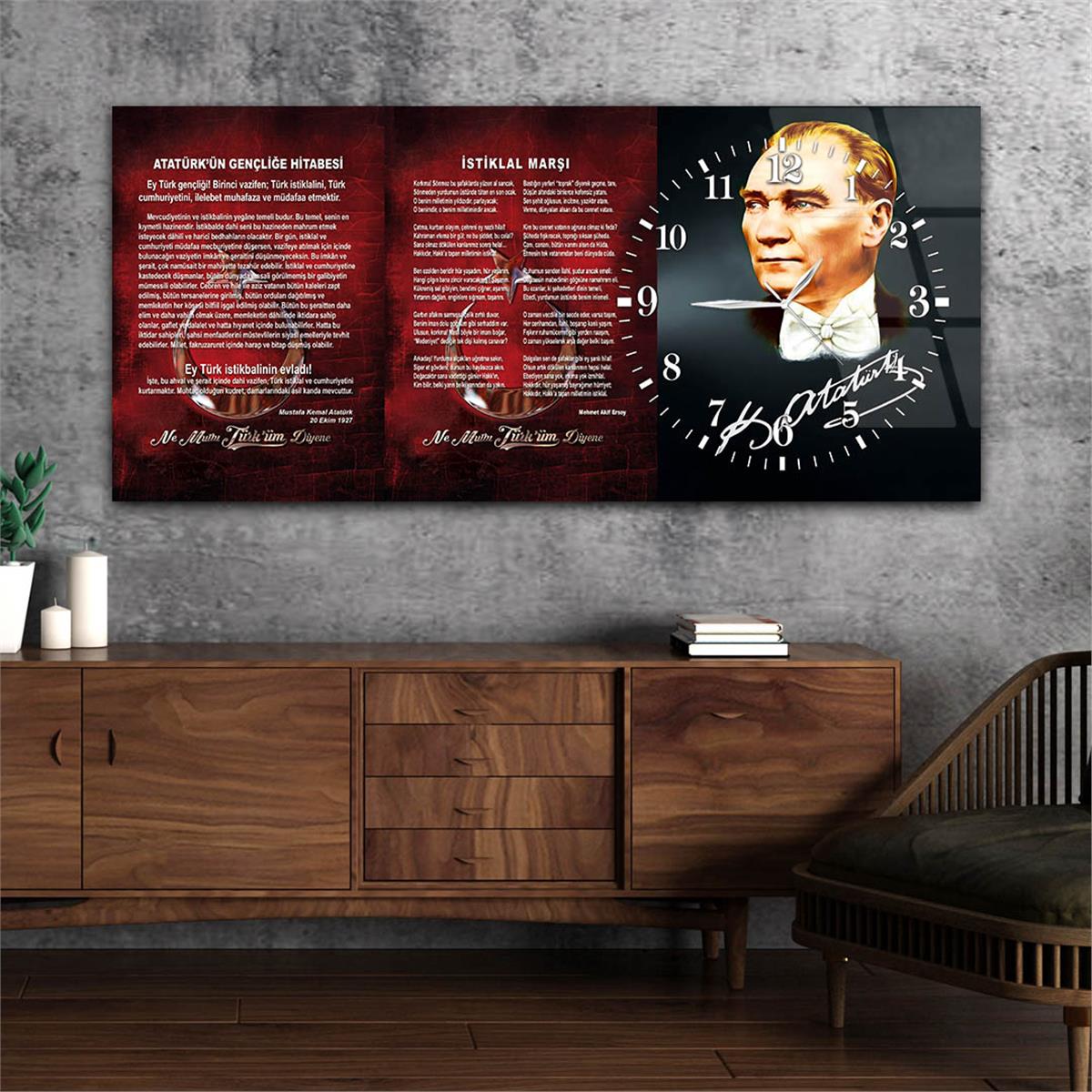 Side-Clock, Homeland-Themed Horizontal Glass Wall Painting 008