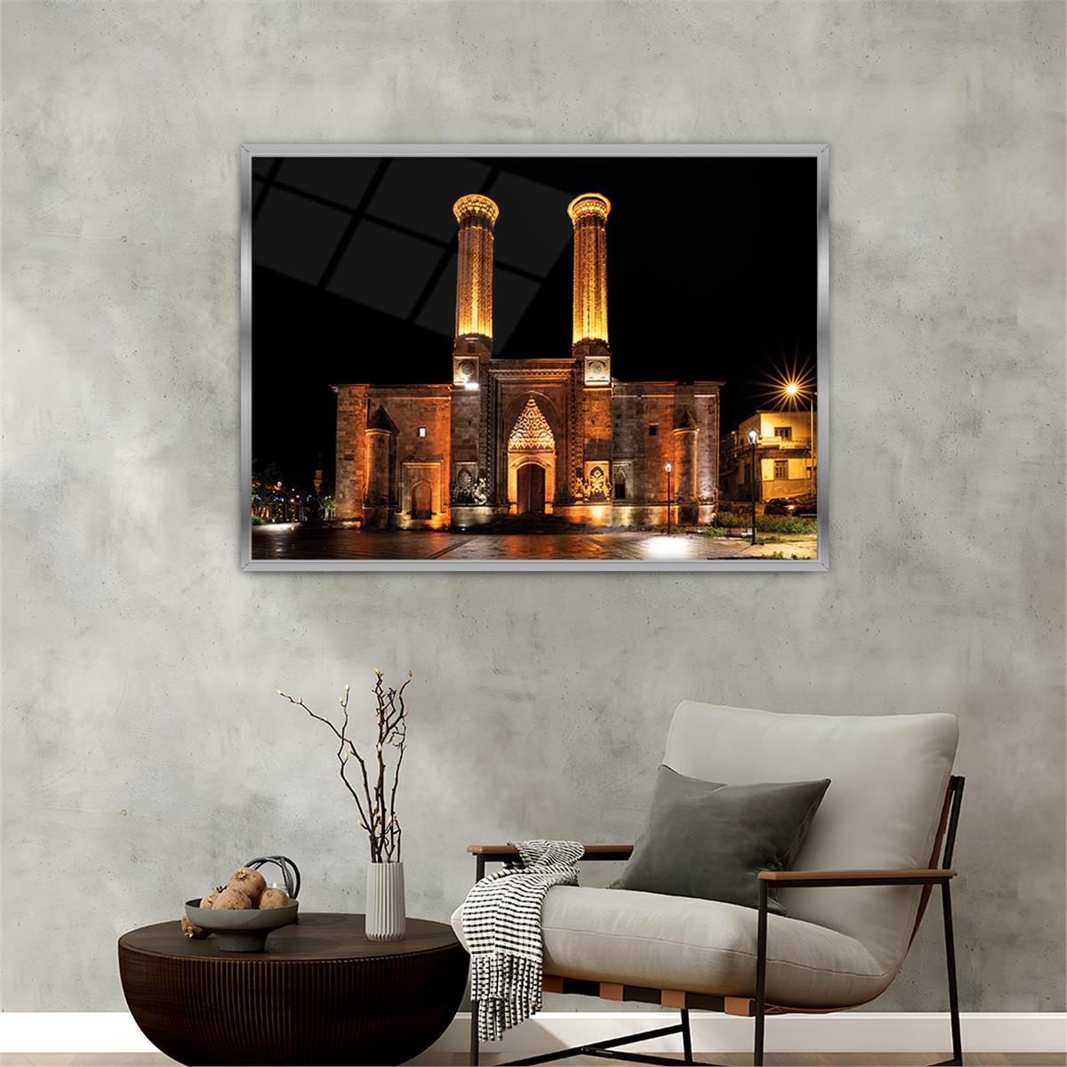 Tableau en verre à thème religieux avec cadre en aluminium  076